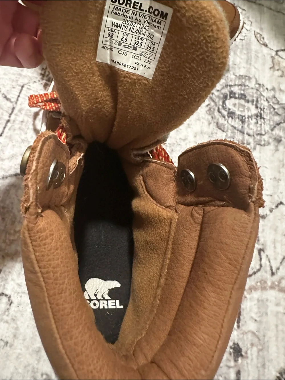Sorel Women’s camel Hiking Boots with orange Accent Laces